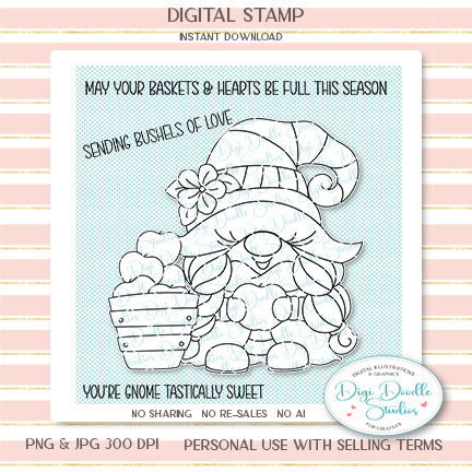 Apple Brambleblossom Girl Gnome Digi Stamp