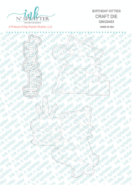 Birthday Kitties Metal Die Set