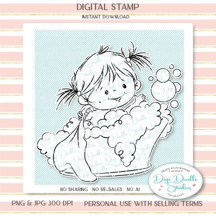 Bailey's First Bubble Bath Digi Stamp