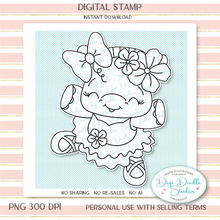 Ballerina Buttercup Hippo Digi Stamp