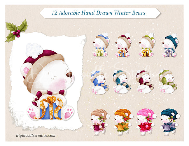 Furry & Bright Whimsical Winter Holiday Critters & Seasonal Florals