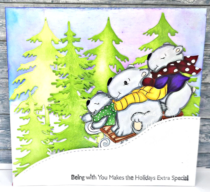 Beary Fun Sleigh Ride Digi Stamp