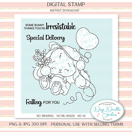 Beau Valentine Bunny Digi Stamp