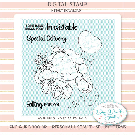 Beau Valentine Bunny Digi Stamp