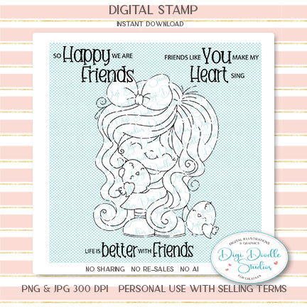 Birdie Bloom Digi Stamp