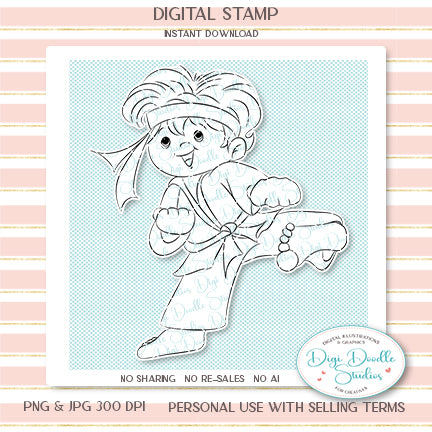 Bobby Martial Arts Boy Digi Stamp
