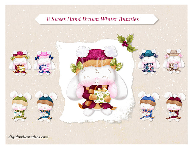Furry & Bright Whimsical Winter Holiday Critters & Seasonal Florals