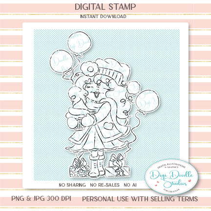 Candy Cupcake Winter Birthday Digi Stamp