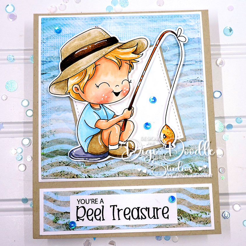 Benny Bluegill Fisherboy Digi Stamp