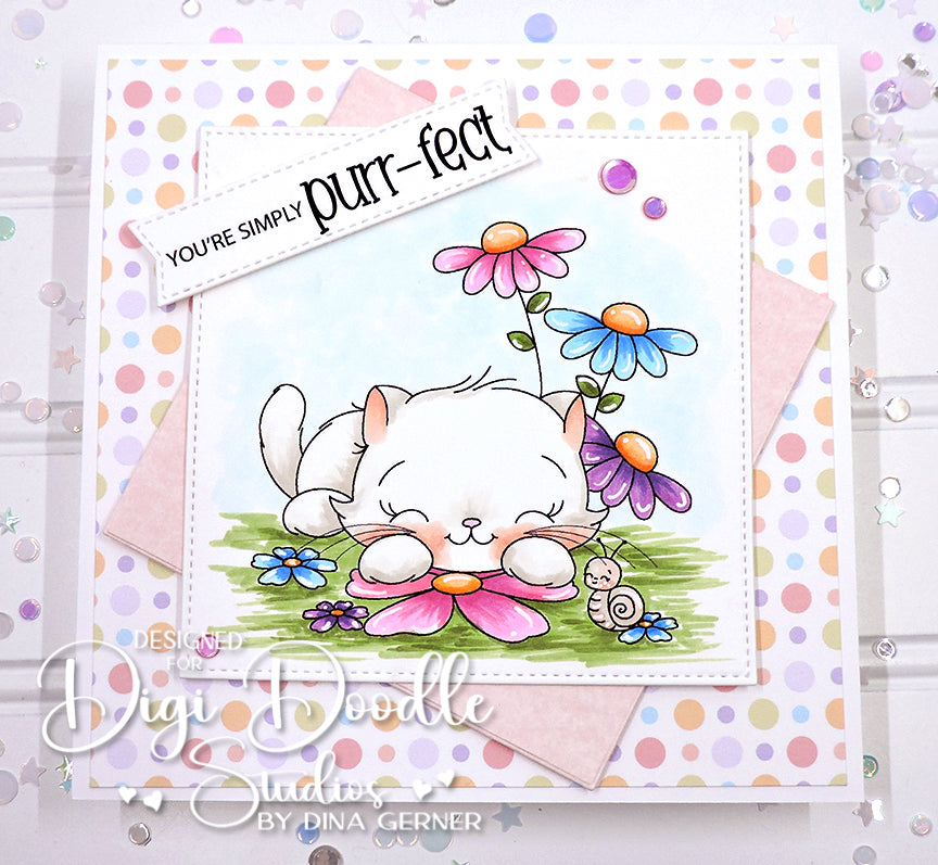 Lolly Daisy Kitten Digi Stamp