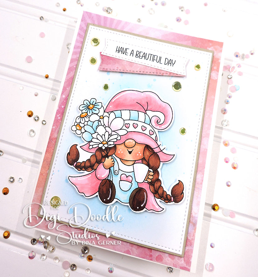Caesarea Flower Girl Gnome Digi Stamp