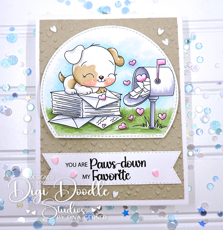 Waffles Valentine Pup Digi Stamp