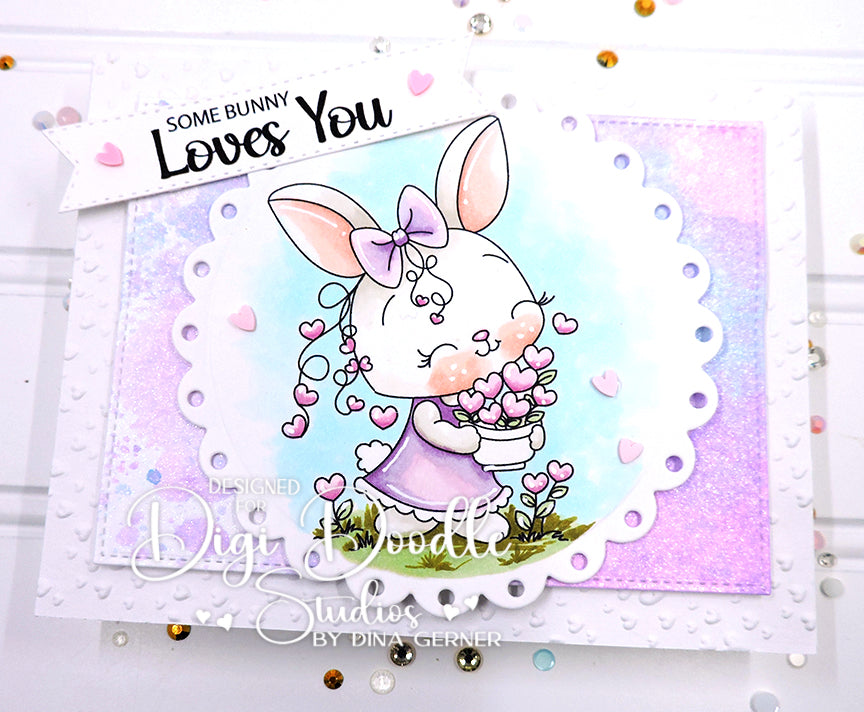 Peaches Valentine Bunny Digi Stamp
