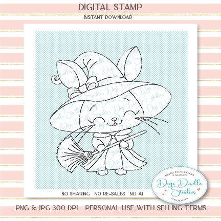 CiCi Bunny Witch Digi Stamp