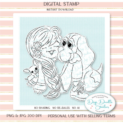 Cora Piper & Tucker Digi Stamp