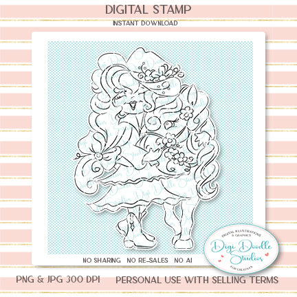 Cowgirl Up Digi Stamp