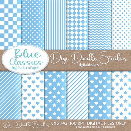 Blue Classics Digi Doodles Digi Paper Pack