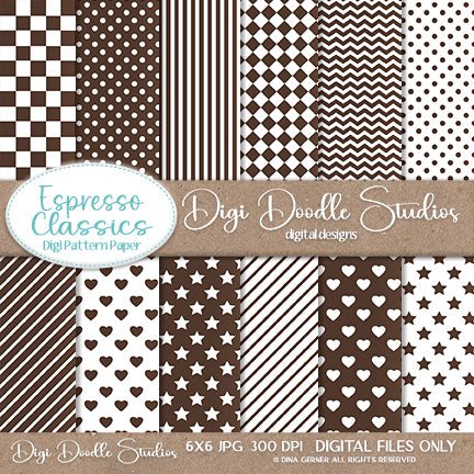 Espresso Classics Digi Doodles 6x6 Digi Paper Pack