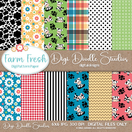 Farm Fresh Digi Doodles 6x6 Digi Paper Pack