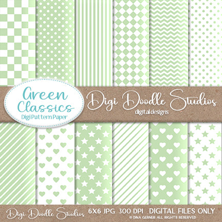 Green Classics Digi Doodles Digi Paper Pack