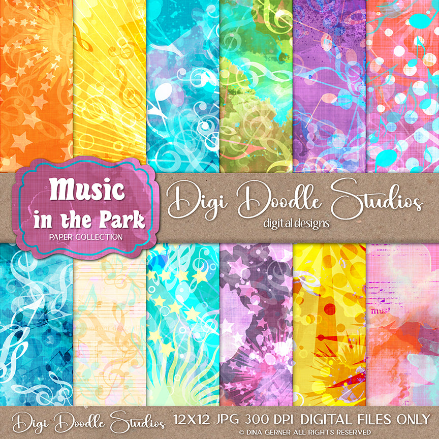 Music in the Park Digital 12 x 12 Pattern Paper collection