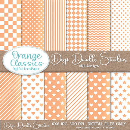 Orange Classics Digi Doodles Digi Paper
