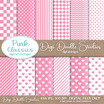 Pink Classics Digi Doodles Digi Paper Pack