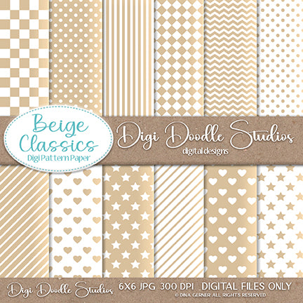 Beige Classics Digi Doodle Studios 6x6 Digi Paper Pack