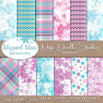 Blizzard Bliss 8x8 Digi Doodles Digi Paper Pack