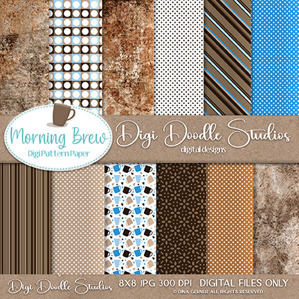 Morning Brew 8x8 Digi Doodles Digi Paper Pack