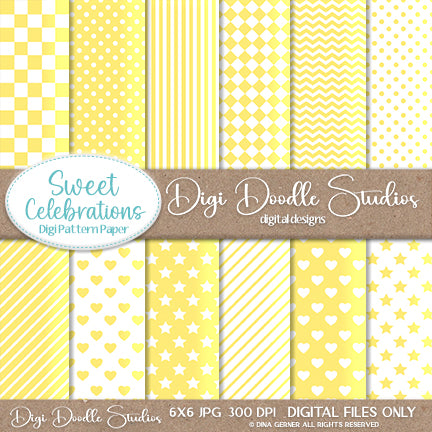 Yellow Classics Digi Doodles Digi Paper Pack