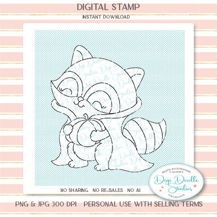 Dracu-Racoon Halloween Digi Stamp