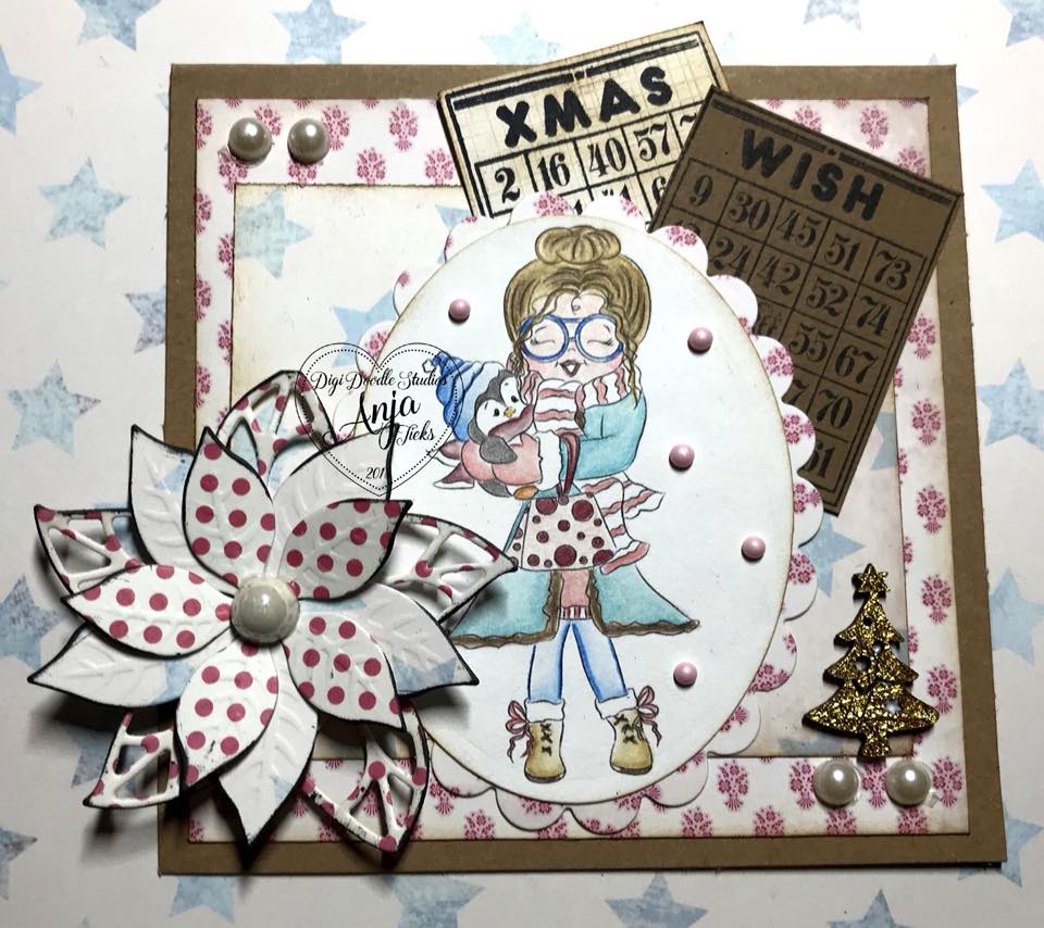 Emma & Puddles Winter Christmas Digi Stamp