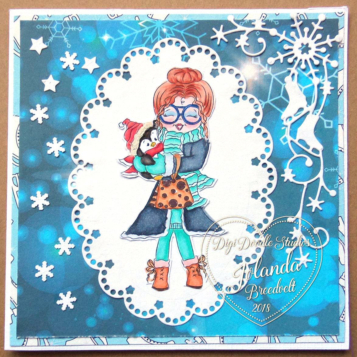 Emma & Puddles Winter Christmas Digi Stamp