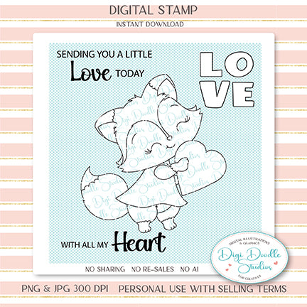 Felicity Valentine Fox Digi Stamp