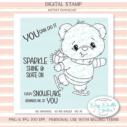 Flurry Lou Skater Bear Digi Stamp