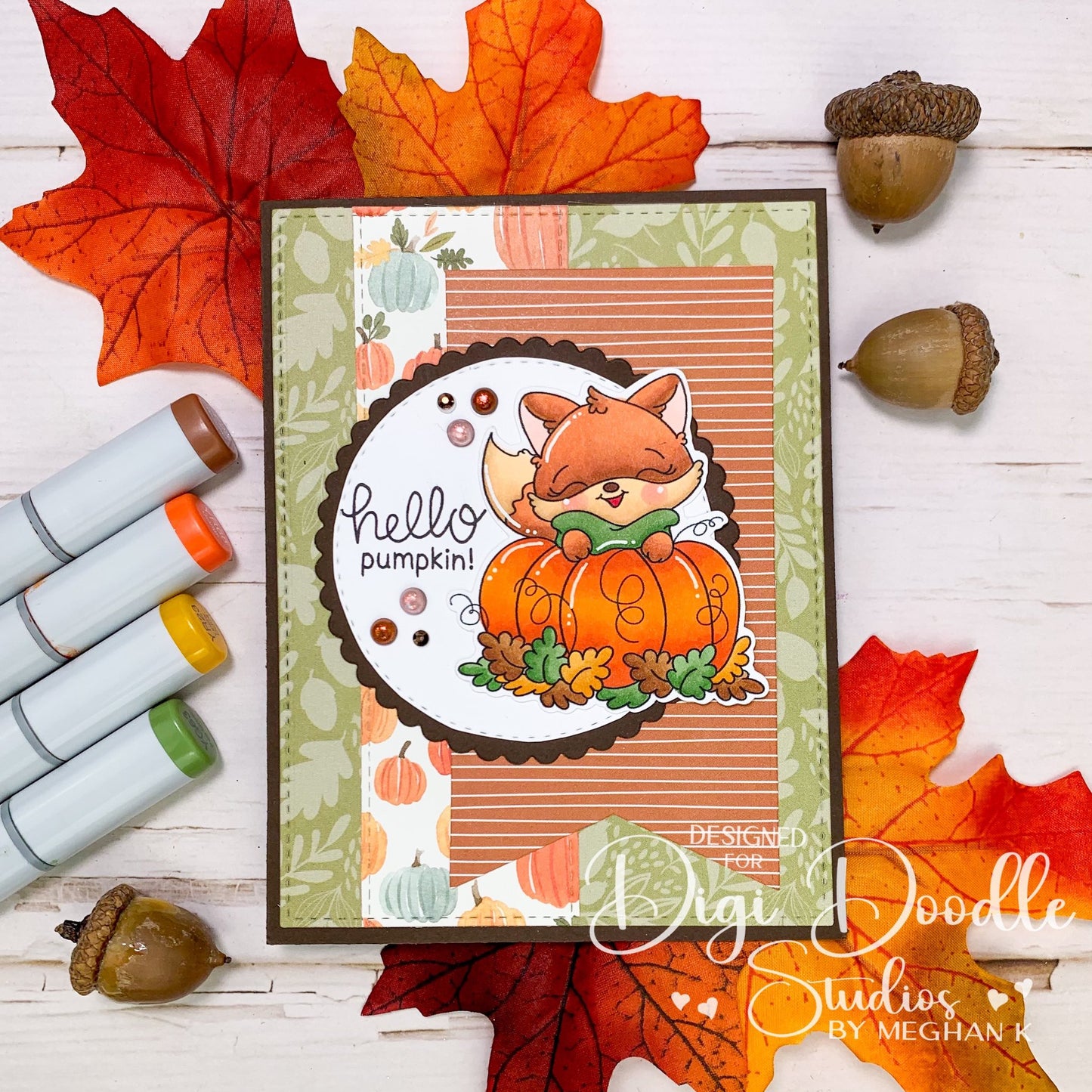 Foxy Autumn Pumpkin Digi Stamp