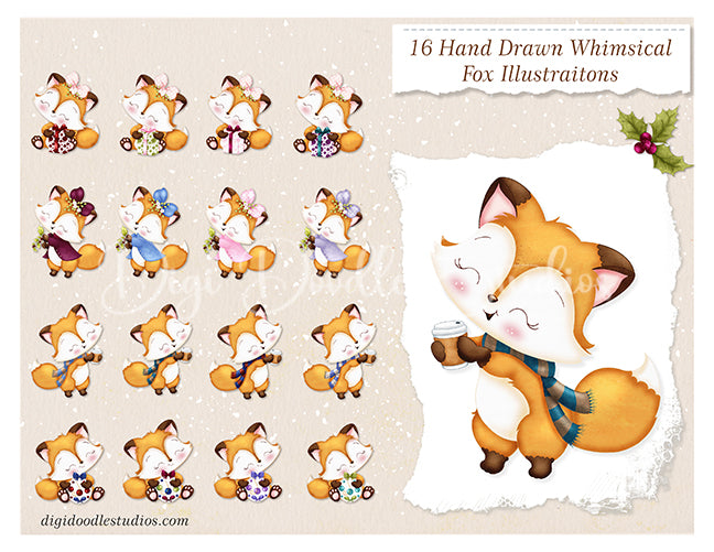 Furry & Bright Whimsical Winter Holiday Critters & Seasonal Florals