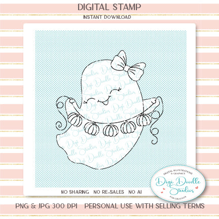 Ghostly Edwina Halloween Ghost Digi Stamp