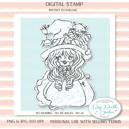 Ginevra Halloween Witch Digi Stamp