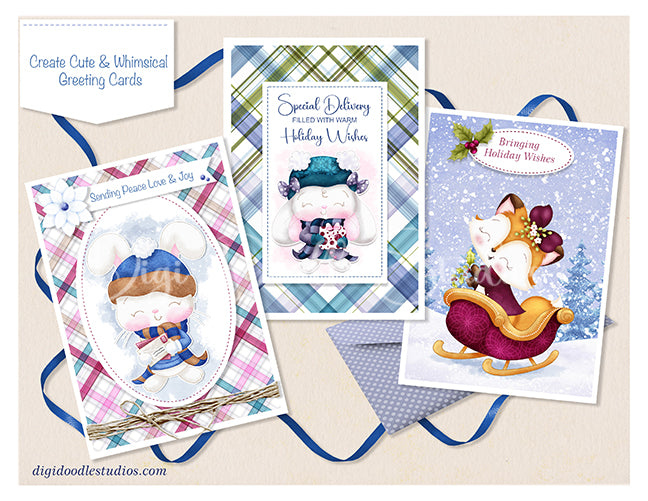 Furry & Bright Whimsical Winter Holiday Critters & Seasonal Florals