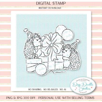 Hedgie Party Digi Stamp