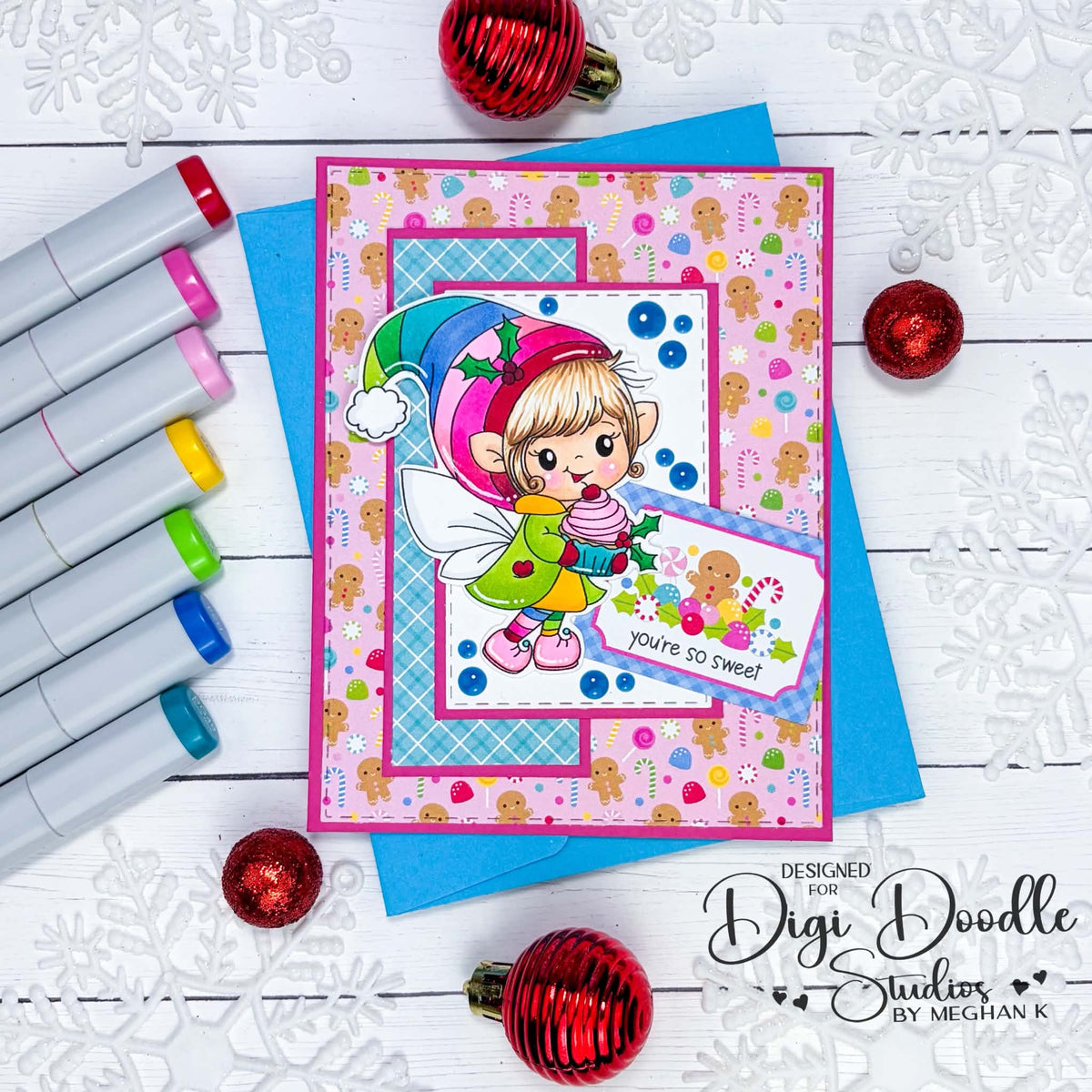Holly Cupcake Fairy Elf Digi Stamp