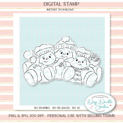 Holly Jolly & Gliss Snowmen Digi Stamp
