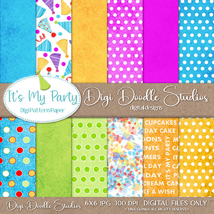 It's My Party 6x6 Printable Card Making Paper Pack