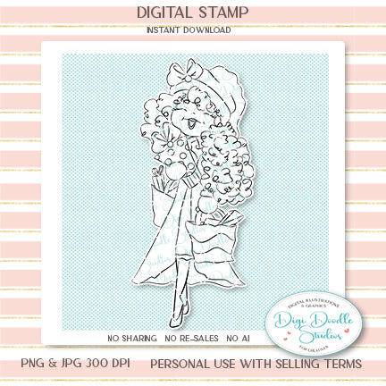 Ivy's Christmas Shopping Spree Digi Stamp