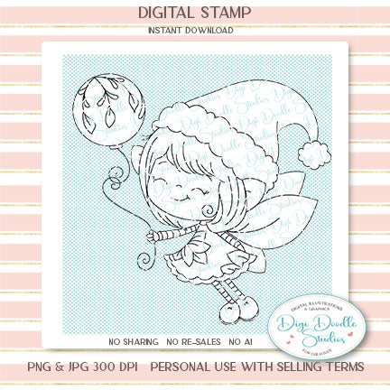 Ivy Shimmer Wings Fairy Elf Digi Stamp