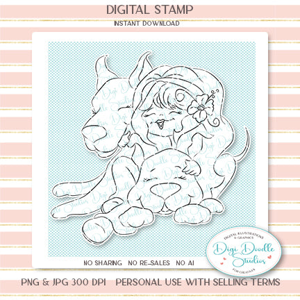 Jess & Her Great Danes Digi Stamp