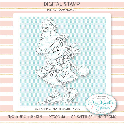 Jolly Ol' Sparky Snowman Digi Stamp