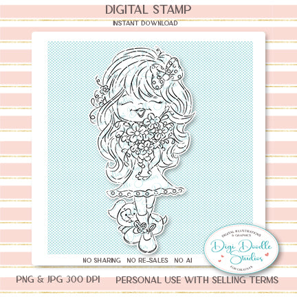 Keira and Her Puppy Digi Stamp